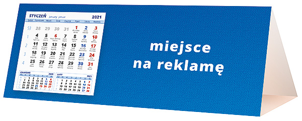 Kalendarz biurkowy, wzór KP3-008 – Tył piramidki – blok kalendarzowy i pole na Twoją reklamę