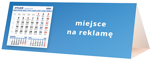 Kalendarz biurkowy, wzór KP3-009 – Tył piramidki – blok kalendarzowy i pole na Twoją reklamę