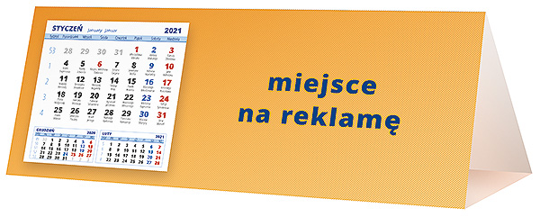 Kalendarz biurkowy, wzór KP3-011 – Tył piramidki – blok kalendarzowy i pole na Twoją reklamę