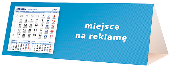 Kalendarz biurkowy, wzór KP3-012 – Tył piramidki – blok kalendarzowy i pole na Twoją reklamę