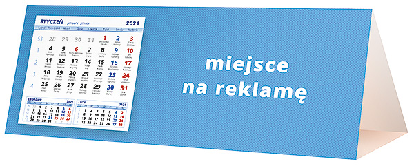 Kalendarz biurkowy, wzór KP3-013 – Tył piramidki – blok kalendarzowy i pole na Twoją reklamę