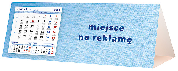 Kalendarz biurkowy, wzór KP3-014 – Tył piramidki – blok kalendarzowy i pole na Twoją reklamę