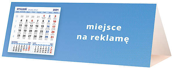 Kalendarz biurkowy, wzór KP3-015 – Tył piramidki – blok kalendarzowy i pole na Twoją reklamę
