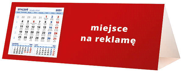 Kalendarz biurkowy, wzór KP3-017 – Tył piramidki – blok kalendarzowy i pole na Twoją reklamę