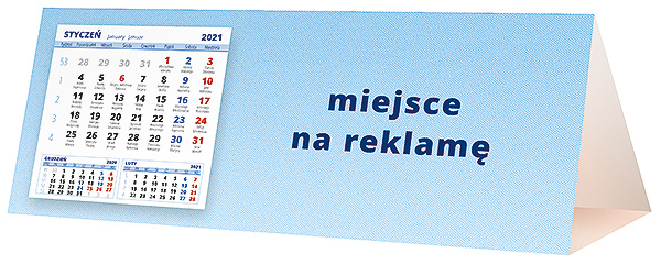Kalendarz biurkowy, wzór KP3-018 – Tył piramidki – blok kalendarzowy i pole na Twoją reklamę