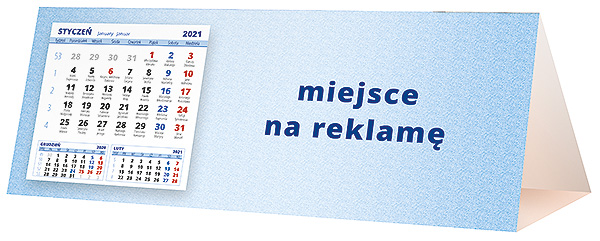 Kalendarz biurkowy, wzór KP3-019 – Tył piramidki – blok kalendarzowy i pole na Twoją reklamę