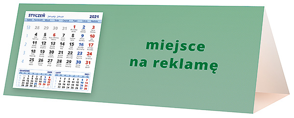 Kalendarz biurkowy, wzór KP3-020 – Tył piramidki – blok kalendarzowy i pole na Twoją reklamę
