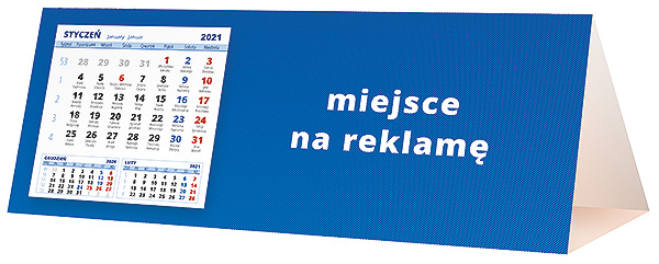 Kalendarz biurkowy, wzór KP3-021 – Tył piramidki – blok kalendarzowy i pole na Twoją reklamę