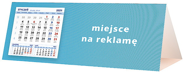 Kalendarz biurkowy, wzór KP3-023 – Tył piramidki – blok kalendarzowy i pole na Twoją reklamę