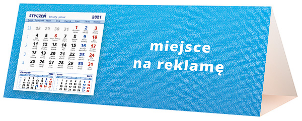 Kalendarz biurkowy, wzór KP3-024 – Tył piramidki – blok kalendarzowy i pole na Twoją reklamę
