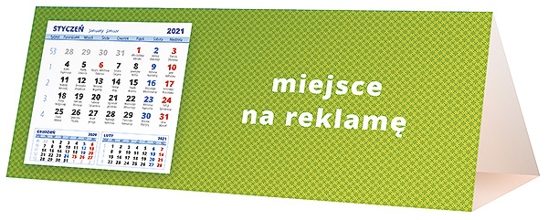 Kalendarz biurkowy, wzór KP3-025 – Tył piramidki – blok kalendarzowy i pole na Twoją reklamę