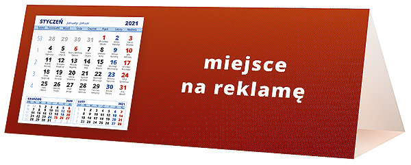Kalendarz biurkowy, wzór KP3-026 – Tył piramidki – blok kalendarzowy i pole na Twoją reklamę
