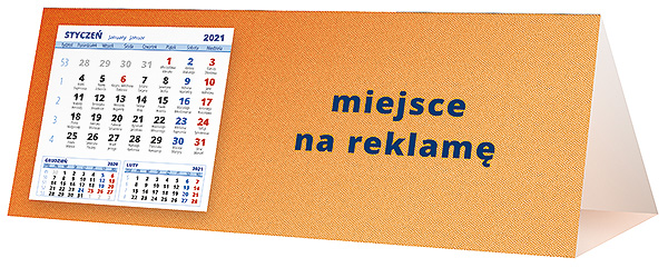 Kalendarz biurkowy, wzór KP3-027 – Tył piramidki – blok kalendarzowy i pole na Twoją reklamę