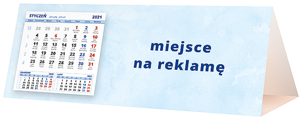 Kalendarz biurkowy, wzór KP3-028 – Tył piramidki – blok kalendarzowy i pole na Twoją reklamę