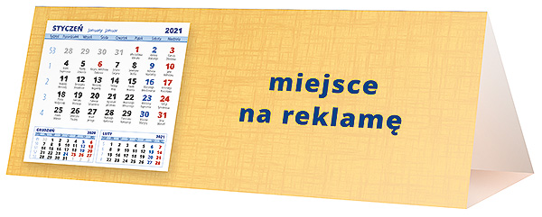 Kalendarz biurkowy, wzór KP3-029 – Tył piramidki – blok kalendarzowy i pole na Twoją reklamę