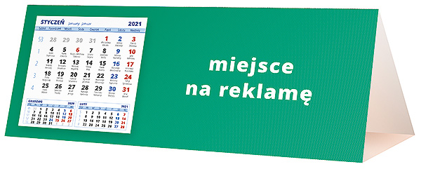 Kalendarz biurkowy, wzór KP3-030 – Tył piramidki – blok kalendarzowy i pole na Twoją reklamę