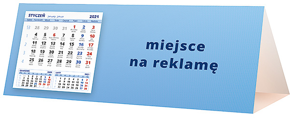 Kalendarz biurkowy, wzór KP3-031 – Tył piramidki – blok kalendarzowy i pole na Twoją reklamę