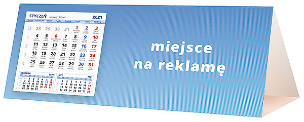 Kalendarz biurkowy, wzór KP3-032 – Tył piramidki – blok kalendarzowy i pole na Twoją reklamę
