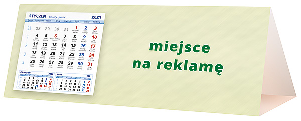 Kalendarz biurkowy, wzór KP3-033 – Tył piramidki – blok kalendarzowy i pole na Twoją reklamę