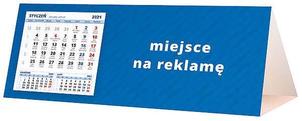 Kalendarz biurkowy, wzór KP3-034 – Tył piramidki – blok kalendarzowy i pole na Twoją reklamę