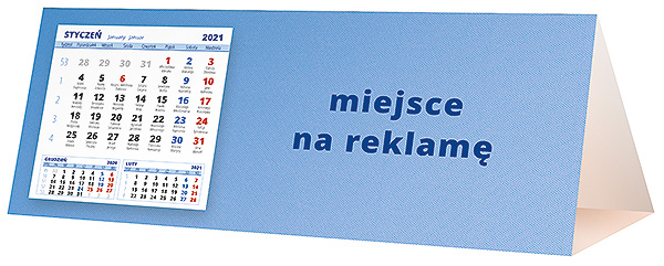 Kalendarz biurkowy, wzór KP3-035 – Tył piramidki – blok kalendarzowy i pole na Twoją reklamę