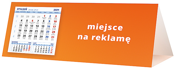 Kalendarz biurkowy, wzór KP3-036 – Tył piramidki – blok kalendarzowy i pole na Twoją reklamę