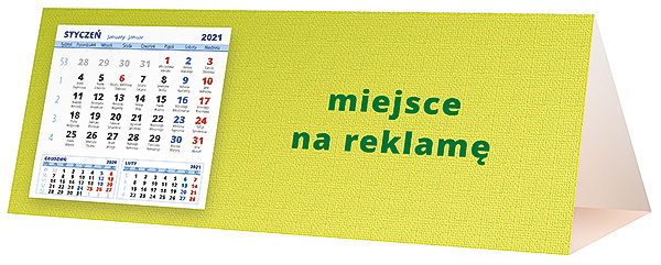 Kalendarz biurkowy, wzór KP3-037 – Tył piramidki – blok kalendarzowy i pole na Twoją reklamę