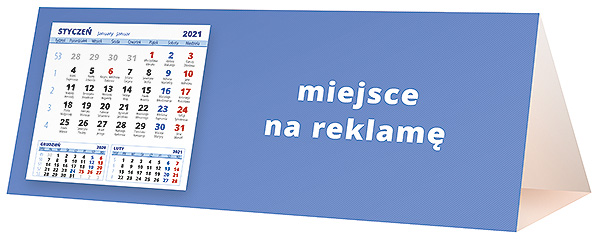 Kalendarz biurkowy, wzór KP3-038 – Tył piramidki – blok kalendarzowy i pole na Twoją reklamę