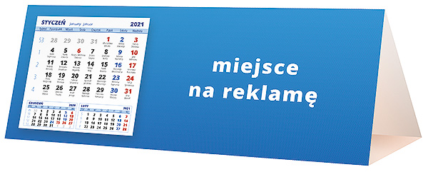Kalendarz biurkowy, wzór KP3-039 – Tył piramidki – blok kalendarzowy i pole na Twoją reklamę
