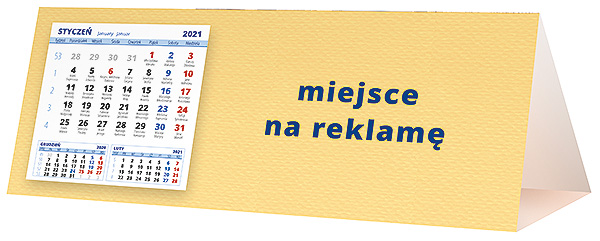 Kalendarz biurkowy, wzór KP3-040 – Tył piramidki – blok kalendarzowy i pole na Twoją reklamę