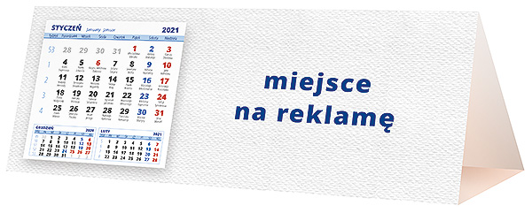 Kalendarz biurkowy, wzór KP3-041 – Tył piramidki – blok kalendarzowy i pole na Twoją reklamę
