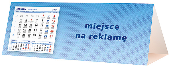 Kalendarz biurkowy, wzór KP3-042 – Tył piramidki – blok kalendarzowy i pole na Twoją reklamę