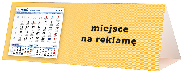 Kalendarz biurkowy, wzór KP3-043 – Tył piramidki – blok kalendarzowy i pole na Twoją reklamę