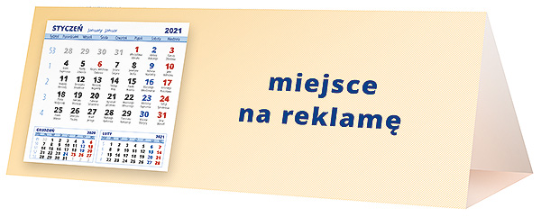 Kalendarz biurkowy, wzór KP3-044 – Tył piramidki – blok kalendarzowy i pole na Twoją reklamę