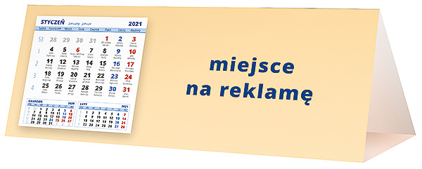 Kalendarz biurkowy, wzór KP3-045 – Tył piramidki – blok kalendarzowy i pole na Twoją reklamę