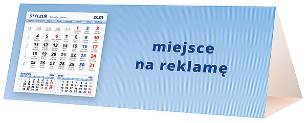 Kalendarz biurkowy, wzór KP3-046 – Tył piramidki – blok kalendarzowy i pole na Twoją reklamę