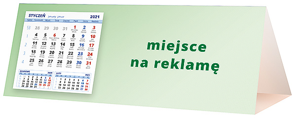 Kalendarz biurkowy, wzór KP3-047 – Tył piramidki – blok kalendarzowy i pole na Twoją reklamę