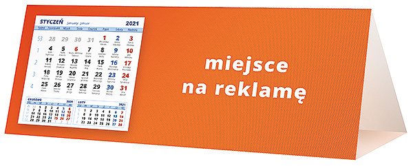 Kalendarz biurkowy, wzór KP3-048 – Tył piramidki – blok kalendarzowy i pole na Twoją reklamę
