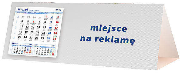 Kalendarz biurkowy, wzór KP3-050 – Tył piramidki – blok kalendarzowy i pole na Twoją reklamę