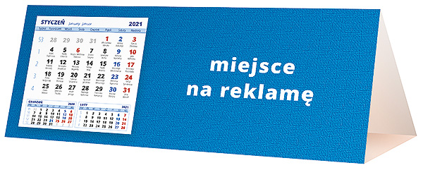 Kalendarz biurkowy, wzór KP3-051 – Tył piramidki – blok kalendarzowy i pole na Twoją reklamę