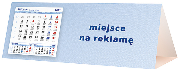 Kalendarz biurkowy, wzór KP3-052 – Tył piramidki – blok kalendarzowy i pole na Twoją reklamę