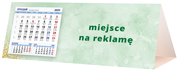 Kalendarz biurkowy, wzór KP3-053 – Tył piramidki – blok kalendarzowy i pole na Twoją reklamę