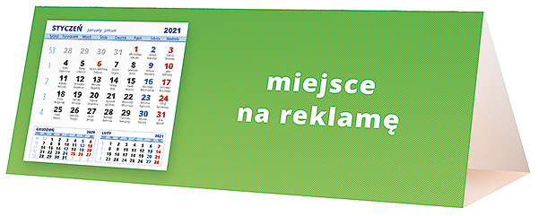 Kalendarz biurkowy, wzór KP3-054 – Tył piramidki – blok kalendarzowy i pole na Twoją reklamę