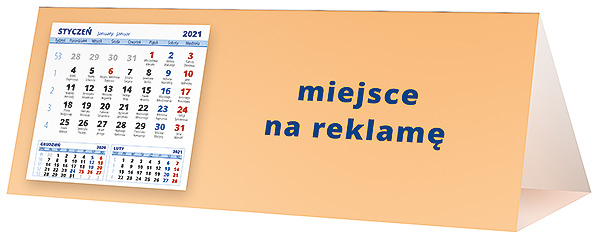 Kalendarz biurkowy, wzór KP3-055 – Tył piramidki – blok kalendarzowy i pole na Twoją reklamę