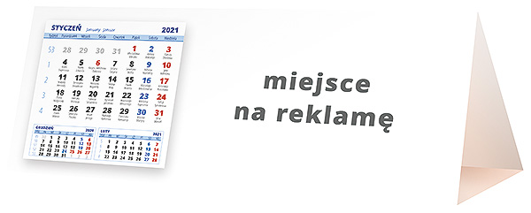 Kalendarz biurkowy, wzór KP3-056 – Tył piramidki – blok kalendarzowy i pole na Twoją reklamę