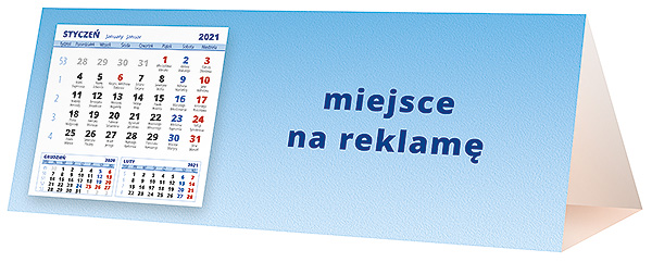 Kalendarz biurkowy, wzór KP3-057 – Tył piramidki – blok kalendarzowy i pole na Twoją reklamę