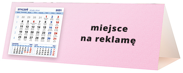 Kalendarz biurkowy, wzór KP3-058 – Tył piramidki – blok kalendarzowy i pole na Twoją reklamę