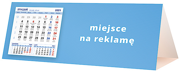 Kalendarz biurkowy, wzór KP3-059 – Tył piramidki – blok kalendarzowy i pole na Twoją reklamę