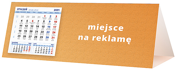 Kalendarz biurkowy, wzór KP3-060 – Tył piramidki – blok kalendarzowy i pole na Twoją reklamę