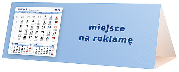 Kalendarz biurkowy, wzór KP3-062 – Tył piramidki – blok kalendarzowy i pole na Twoją reklamę